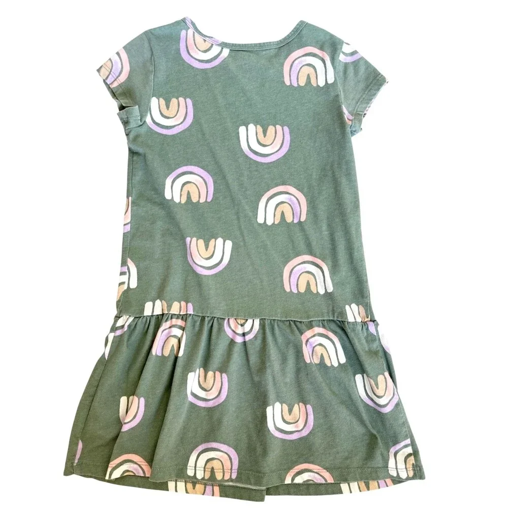 Carter's Girls Size 8 Dress Adaptive Pullover Knee Length Rainbows Boho Modern